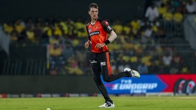 Sunrisers Hyderabad's Marco Jansen fields a ball during the Indian Premier League cricket match between Chennai Super Kings and Sunrisers Hyderabad in Chennai, India, Friday, April 21, 2023. (AP Photo/R. Parthibhan) (AP)