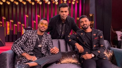Hardik Pandya, Karan Johar and KL Rahul on Koffee with Karan. Hardik Pandya, Karan Johar and KL Rahul on Koffee with Karan.