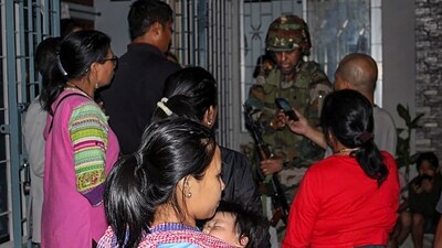 Indian Army and Assam Rifles personnel rescue civilians from violence-hit areas, in Manipur. (PTI) Indian Army and Assam Rifles personnel rescue civilians from violence-hit areas, in Manipur. (PTI)