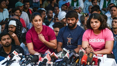 Protesting wrestlers sent a strong message to critics. (PTI) Protesting wrestlers sent a strong message to critics. (PTI)