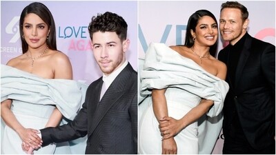 Priyanka Chopra attends Love again New York premiere with Nick Jonas and Sam Heughan (AP) Priyanka Chopra attends Love again New York premiere with Nick Jonas and Sam Heughan (AP)