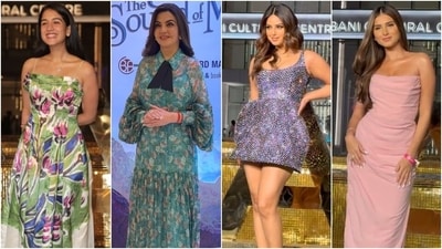 Radhika Merchant, Nita Ambani, Harnaaz Sandhu, and Tara Sutaria attend opening night of The Sound Of Music at NMACC. 