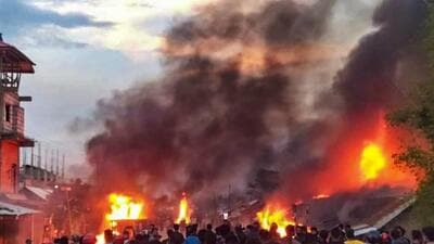 The scene of an arson attack. (PTI) The scene of an arson attack. (PTI)