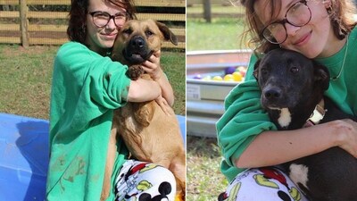 Millie Bobby Brown posted pictures with two rescue dogs on Instagram. (Instagram/@milliebobbybrown) Millie Bobby Brown posted pictures with two rescue dogs on Instagram. (Instagram/@milliebobbybrown)