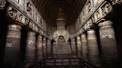 Ajanta Caves, Maharashtra: A UNESCO World Heritage Site that features some of the most exquisite Buddhist rock-cut caves in India. The caves are adorned with stunning murals and sculptures that depict the life of Lord Buddha.&nbsp; (Ajay Aggarwal / HT Photo)