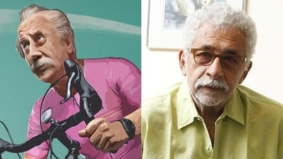 Fans think Anupam Kher 'looks like Naseeruddin Shah' in Vijay 69 poster. Fans think Anupam Kher 'looks like Naseeruddin Shah' in Vijay 69 poster.