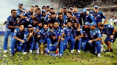 Mumbai Indians with the trophy in 2013. (IPL) Mumbai Indians with the trophy in 2013. (IPL)