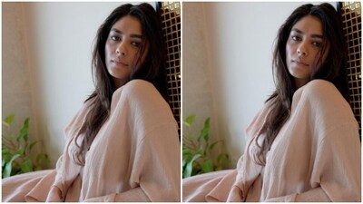 Mrunal decked up in a pastel bralette, teamed with matching comfy trousers and a pastel long shrug. (Instagram/@mrunalthakur) Mrunal decked up in a pastel bralette, teamed with matching comfy trousers and a pastel long shrug. (Instagram/@mrunalthakur)