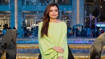 Choreographer Vaibhavi Merchant wore a lime green dress to The Sound Of Music opening night at the NMACC. Choreographer Vaibhavi Merchant wore a lime green dress to The Sound Of Music opening night at the NMACC.