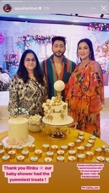 Gauahar showed off the yummy desserts that were served at the shower.