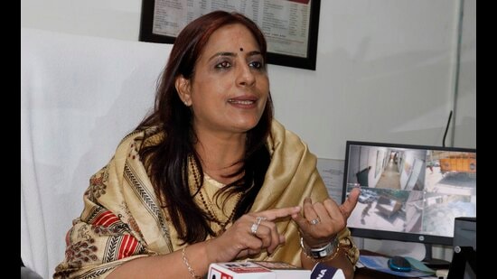 National Commission for Protection of Child Rights (NCPCR) member Preeti Bhardwaj Dalal during her visit to a state-run juvenile home on Thursday found it to be in a pathetic state. (Manish/HT)