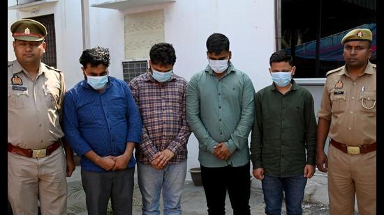 The four suspects in custody. (Sunil Ghosh/ HT Photo)
