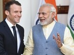 Prime Minister Narendra Modi with French President Emmanuel Macron in New Delhi. (File Photo)