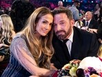 Jennifer Lopez with Ben Affleck at the Grammy awards ceremony. Jennifer Lopez with Ben Affleck at the Grammy awards ceremony.