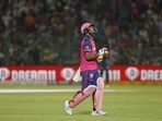 Rajasthan Royals' Riyan Parag leaves the field after being dismissed Rajasthan Royals' Riyan Parag leaves the field after being dismissed