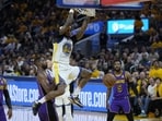 Golden State Warriors guard Gary Payton II (8) dunks during the second half of Game 2 of an NBA basketball Western Conference semifinal game against the Los Angeles Lakers, Golden State Warriors guard Gary Payton II (8) dunks during the second half of Game 2 of an NBA basketball Western Conference semifinal game against the Los Angeles Lakers,