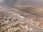 Smoke rises over the city as army and paramilitaries clash in power struggle, in Khartoum, Sudan,