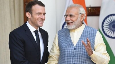 Prime Minister Narendra Modi with French President Emmanuel Macron in New Delhi. (File Photo)