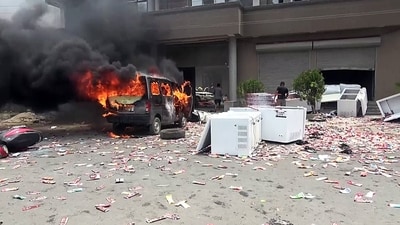 Vandalism and arson occurred in several districts of Manipur as tensions grip amid widespread protests. (ANI) Vandalism and arson occurred in several districts of Manipur as tensions grip amid widespread protests. (ANI)