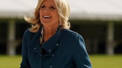 The first Lady of the United States, Jill Biden arrives for a reception hosted by Britain's King Charles. (Reuters)