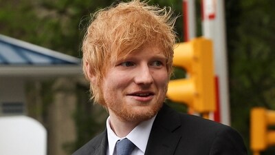 Singer Ed Sheeran speaks to the media, after his copyright trial at Manhattan federal court. (REUTERS)