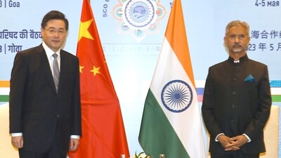 Chinese Foreign Minister Qin Gang, left, and India's Foreign Minister S. Jaishankar meet on the sidelines of the Shanghai Cooperation Organization (SCO) foreign ministers' meeting in Goa, India, Thursday, May 4, 2023. (Javed Dar/Xinhua via AP) (AP) Chinese Foreign Minister Qin Gang, left, and India's Foreign Minister S. Jaishankar meet on the sidelines of the Shanghai Cooperation Organization (SCO) foreign ministers' meeting in Goa, India, Thursday, May 4, 2023. (Javed Dar/Xinhua via AP) (AP)