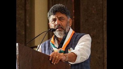 Karnataka Congress president DK Shivakumar speaks during a press conference, in Bengaluru. (PTI) Karnataka Congress president DK Shivakumar speaks during a press conference, in Bengaluru. (PTI)