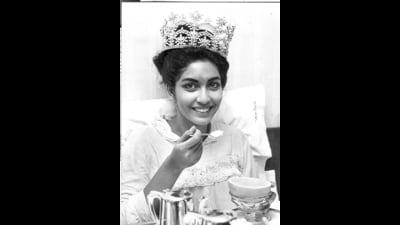 Reita Faria having breakfast in bead at the Waldorf Hotel in London the morning after she was crowned Miss World in 1966. Chittacobra is set in the same era. (HT Photo) Reita Faria having breakfast in bead at the Waldorf Hotel in London the morning after she was crowned Miss World in 1966. Chittacobra is set in the same era. (HT Photo)