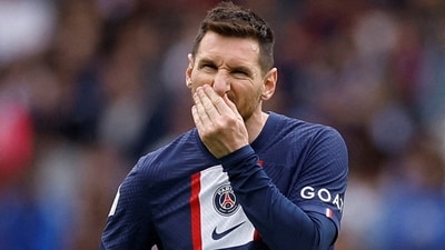 Paris St Germain's Lionel Messi reacts (REUTERS)