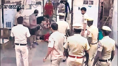 Screengrab from the CCTV footage of Tihar Jail. (HT Photo) Screengrab from the CCTV footage of Tihar Jail. (HT Photo)