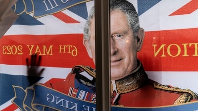 King Charles Coronation: A commemorative flag for the Coronation of King Charles III is seen. (AP) King Charles Coronation: A commemorative flag for the Coronation of King Charles III is seen. (AP)