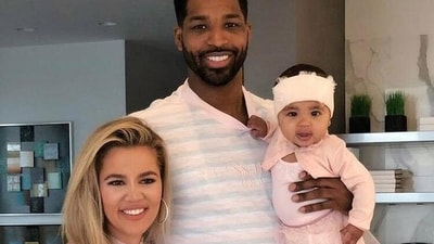 Khloe Kardashian with Tristan Thompson and Tatum Robert.