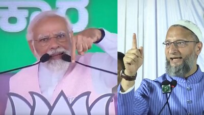 Prime Minister Narendra Modi and All India Majilis-e-Ittehadul Muslimeen (AIMIM) chief Asaduddin Owaisi.