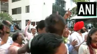 NCP cadres celebrate Sharad Pawar's decision to withdraw his resignation. (ANI) NCP cadres celebrate Sharad Pawar's decision to withdraw his resignation. (ANI)