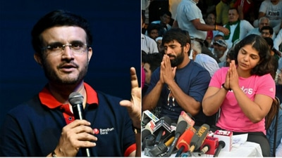 Sourav Ganguly; Bajrang Punia and Sakshi Malik (File/ANI) Sourav Ganguly; Bajrang Punia and Sakshi Malik (File/ANI)