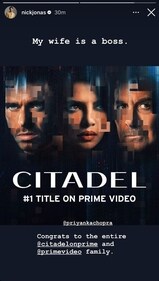 Nick Jonas reacts to Citadel becoming the number one title on Prime Video. Nick Jonas reacts to Citadel becoming the number one title on Prime Video.