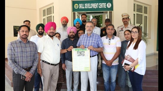 Punjab health and family welfare minister Dr Balbir Singh during his visit to PAU. (HT Photo)