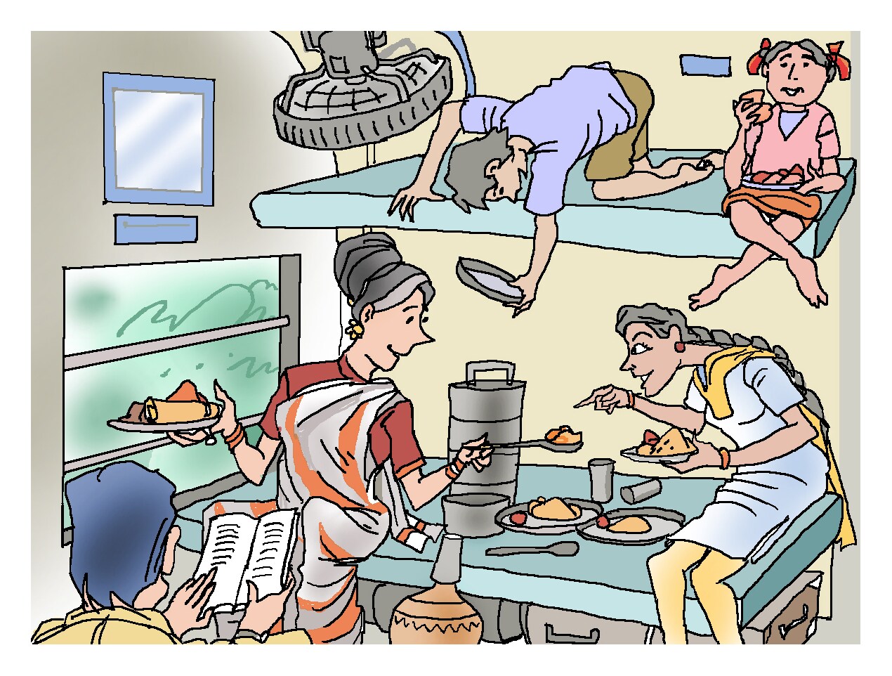 Long train journeys involved days of preparation. (HT illustration: Jayanto) Long train journeys involved days of preparation. (HT illustration: Jayanto)
