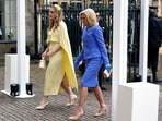 First Lady of the United States, Dr. Jill Biden and her grand daughter Finnegan Biden arriving at Westminster Abbey, central London, ahead of the coronation ceremony of King Charles III and Queen Camilla. Picture date: Saturday May 6, 2023. 