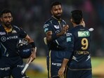 Gujarat Titans' Hardik Pandya (C) celebrates with teammates after winning the Indian Premier League (IPL) match vs Rajasthan Royals Gujarat Titans' Hardik Pandya (C) celebrates with teammates after winning the Indian Premier League (IPL) match vs Rajasthan Royals