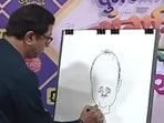 Raj Thackeray drew a caricature of Ajit Pawar at an event on Friday. 