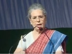 Sonia Gandhi addresses a rally in Karnataka's Hubbali. (Twitter/INC India)