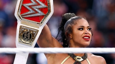 Bianca Belair after defeating Asuka for RAW Women's Title Match during WrestleMania Goes Hollywood at SoFi Stadium. (Getty Images via AFP) Bianca Belair after defeating Asuka for RAW Women's Title Match during WrestleMania Goes Hollywood at SoFi Stadium. (Getty Images via AFP)