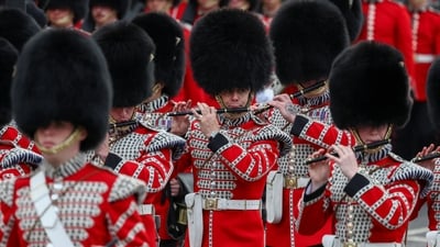 Troops march the streets in Westminster on the day of Britain's King Charles' coronation in London, Britain. (Reuters)