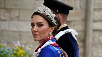 Britain's Prince William and Kate, the Princess of Wales arrive at Westminster Abbey ahead of the coronation of King Charles III. (AP) Britain's Prince William and Kate, the Princess of Wales arrive at Westminster Abbey ahead of the coronation of King Charles III. (AP)