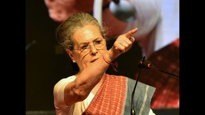 Congress leader Sonia Gandhi addresses a public meeting ahead of Karnataka assembly polls, in Hubballi on Saturday. (PTI) Congress leader Sonia Gandhi addresses a public meeting ahead of Karnataka assembly polls, in Hubballi on Saturday. (PTI)
