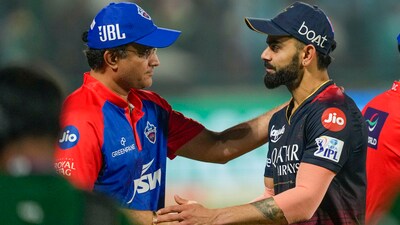 Virat Kohli with Sourav Ganguly after the IPL 2023 match between Delhi Capitals and Royal Challengers Bangalore (PTI) Virat Kohli with Sourav Ganguly after the IPL 2023 match between Delhi Capitals and Royal Challengers Bangalore (PTI)