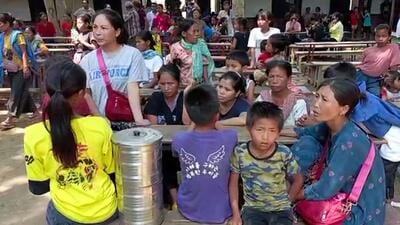People of violence-hit area of Manipur at a relief camp setup by the Assam government in Cachar district. (PTI) People of violence-hit area of Manipur at a relief camp setup by the Assam government in Cachar district. (PTI)