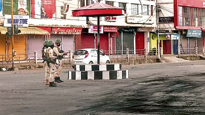 Security personnel in Imphal on Saturday. (ANI) Security personnel in Imphal on Saturday. (ANI)