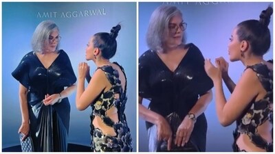 Zeenat Aman with Uorfi Javed at an event in Delhi. Zeenat Aman with Uorfi Javed at an event in Delhi.